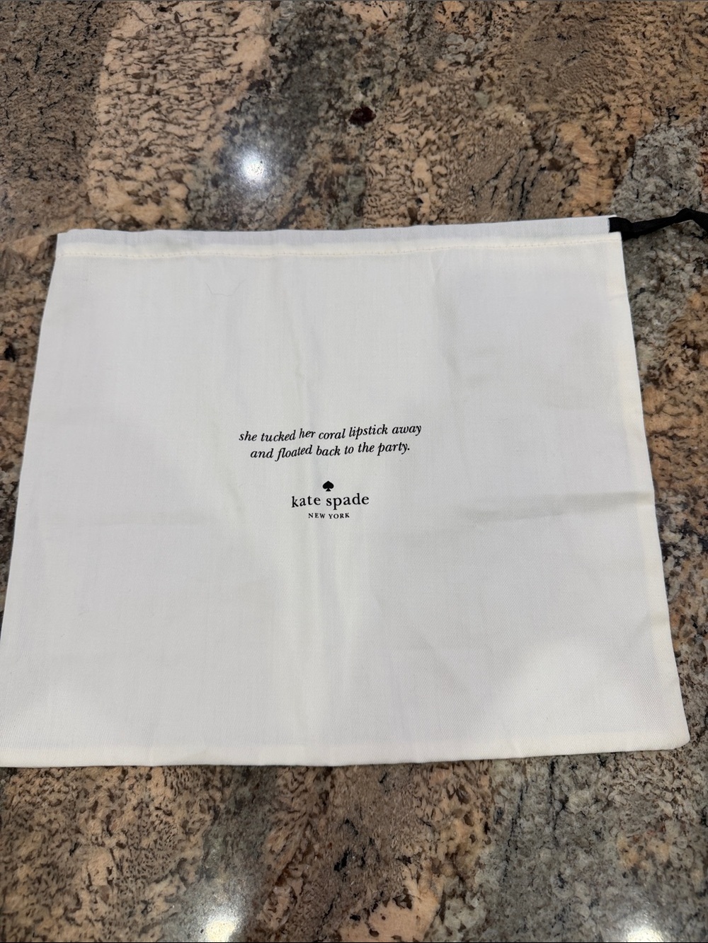 kate spade White Drawstring Logo Dust Bag with Quote